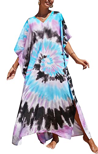 Orshoy Damen Strandkleid Bikini Cover Up Sommerkleid Maxi Kaftan Sommer Strandponcho Maxikleid V-Ausschnitt Freizeitkleid Nachtwäsche Badeanzug Beach Cover Up Bedecken Pareos Schwarz Blau Rosa von Orshoy