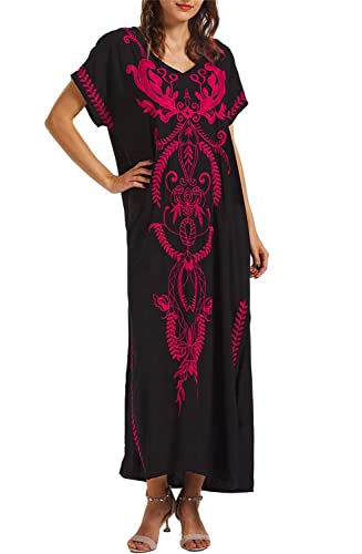 Orshoy Damen Strandkleid Lang Bikini Cover Up Sommer Strandponcho Bedecken Pareos Maxi Kleid Freizeitkleid One Size W1 Schwarz Rosa von Orshoy