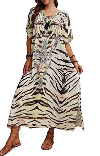 Orshoy Strandkleid Damen Bikini Cover Up Strandponcho Sommer Strandurlaub Badeanzug Casual Lose Pareo Sommerkleid A-Print 6 von Orshoy