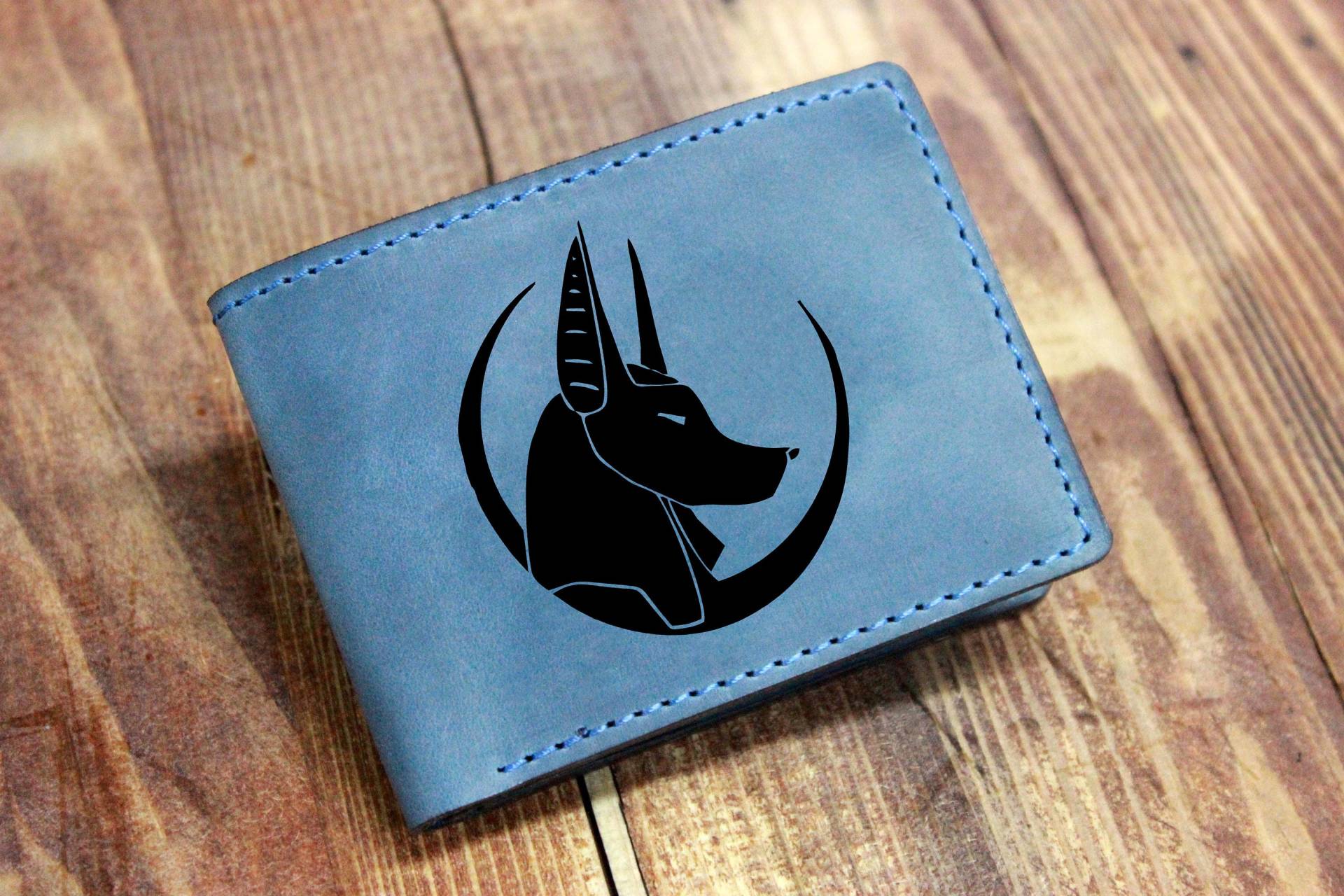 Anubis - Leder Portemonnaie, Ägypten Geschenk Für Mann, Apophis Geschenk, Anubis Osiris Portemonnaie von OrtegaGoods