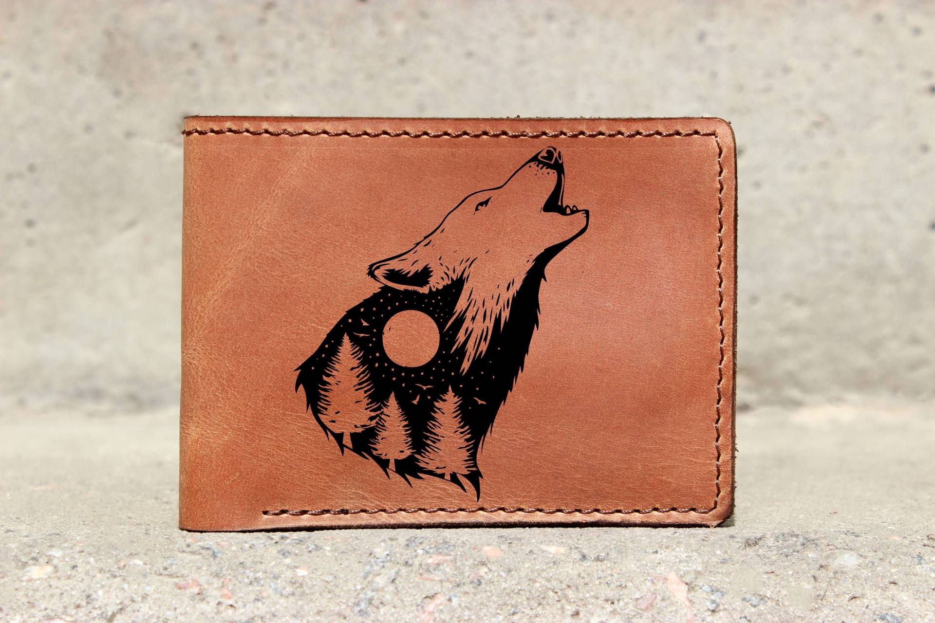 Mond Und Wolf Design Portemonnaie Für Männer & Frauen Bifold Wild Animals | Tier Liebhaber Personalisierte Geldbörse Wildtier Geschenkidee von OrtegaGoods