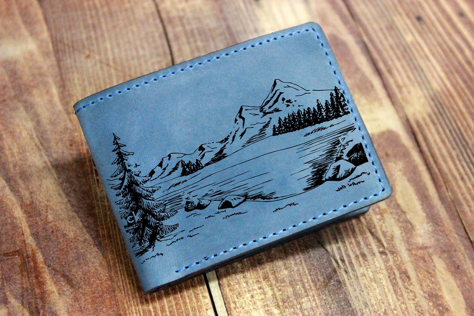 Mountain Wallet/Herren Portemonnaie/Leder Handgemachte Geldbörse/Waldbaum Geldbörse/Personalisierte Geldbörse/Freund von OrtegaGoods