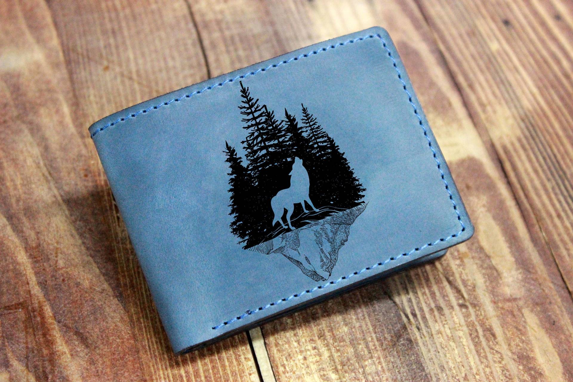 Wolf Geldbörse, Herren Leder Zweifach, Wald Natur Geldbörse Vater Geschenk von OrtegaGoods