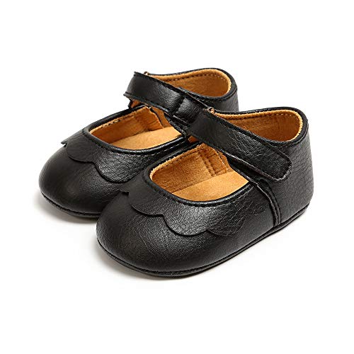 MASOCIO Schwarz Baby Schuhe Mädchen 6-12 Monate Babyschuhe Kleinkind Lauflernschuhe Anti-Rutsch Flach Casual von MASOCIO