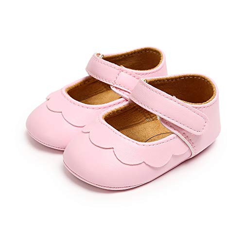 MASOCIO Baby Lauflernschuhe Krabbelschuhe Mädchen Kleinkind Rutschfesten Lederpuschen Babyschuhe Pink 0-6 Monate von MASOCIO