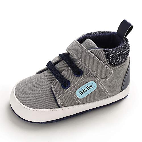 MASOCIO Babyschuhe Junge Baby Schuhe Lauflernschuhe Sneaker 12-18 Monate Grau 1 (Hersteller Größe: 3) von MASOCIO