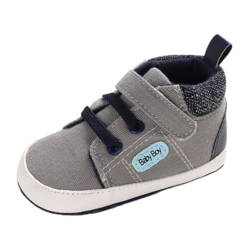 MASOCIO Babyschuhe Junge Baby Schuhe Lauflernschuhe Sneaker 6-12 Monate Grau 1 (Hersteller Größe: 2) von MASOCIO