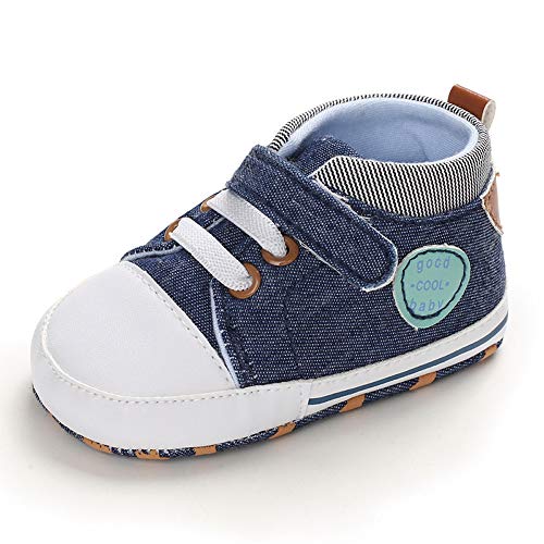 MASOCIO Babyschuhe Junge Baby Schuhe Lauflernschuhe Sneaker Weiche Sohle Blau 6-12 Monate (Hersteller Größe: 2) von MASOCIO