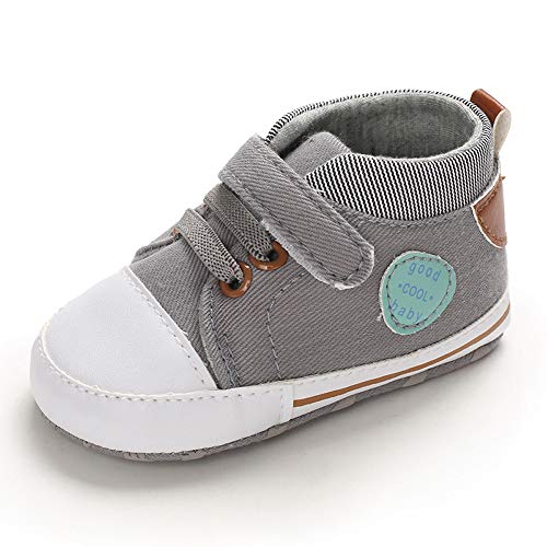 MASOCIO Babyschuhe Junge Baby Schuhe Lauflernschuhe Sneaker Weiche Sohle 3-6 Monate Grau (Hersteller Größe: 1) von MASOCIO