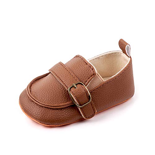 MASOCIO Braun Baby Schuhe Junge 0-6 Monate Babyschuhe Kleinkind Mokassin Anti-Rutsch Weiche Sohle Flach von MASOCIO