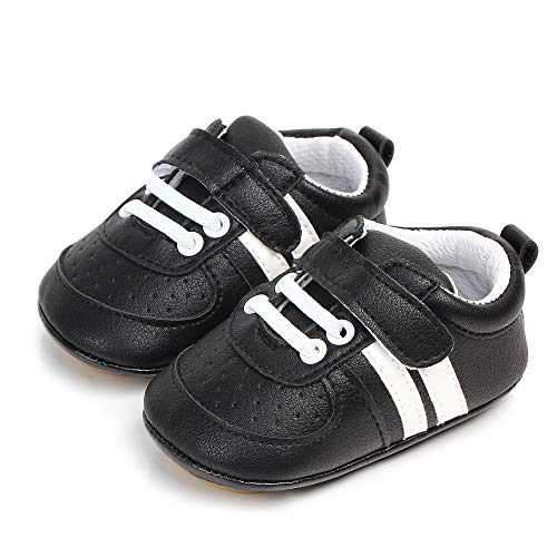 MASOCIO Unisex Baby Lauflernschuhe Jungen Mädchen Krabbelschuhe Rutschfesten Sneaker Babyschuhe- Gr. 3-6 Monate (11), Schwarz von MASOCIO