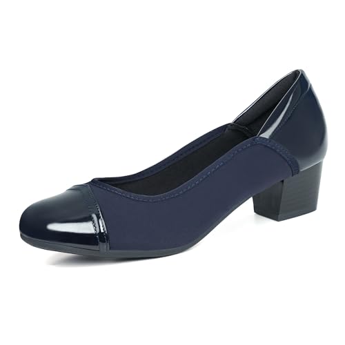 Ortho+rest Damen Hallux Valgus Pumps mit Niedrigem Absatz Orthopädische Schuhe Orthopädische Slip-On-Loafer(38,Navy) von Ortho+rest