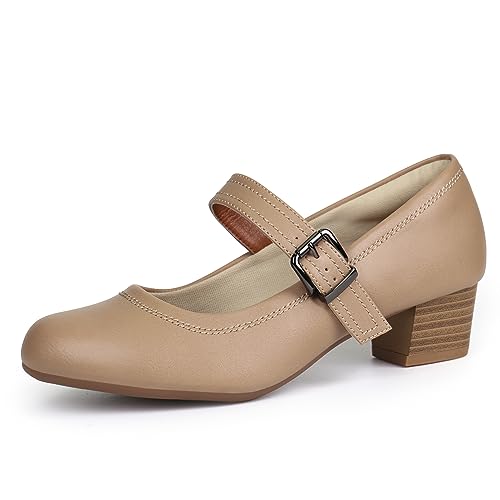 Ortho+rest Damen Mary Janes Pumps für Hallux Valgus Orthopädische Kleid Schuhe Low Chunky Heels Arbeit Pumpen (36,Beige) von Ortho+rest