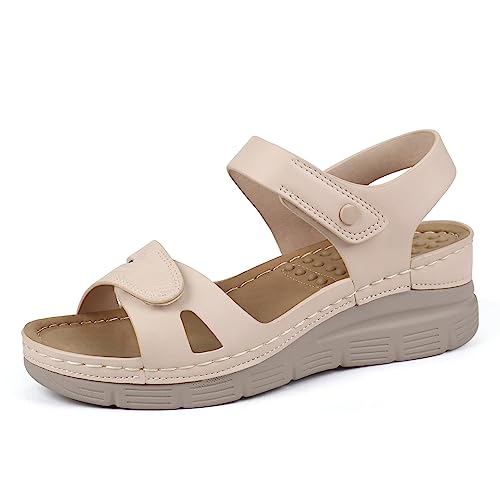 Ortho+rest Damen Sandalen mit Fußgewölbestütze Fußbett Bequeme Orthopädische Wandersandalen (38,Beige) von Ortho+rest