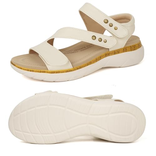 Ortho+rest Damen Sandalen mit Komfort-Fußgewölbestütze Bequeme Gehsandalen(Beige,36) von Ortho+rest