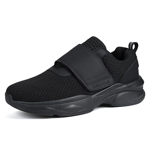 Ortho+rest Herren Diabetiker Wanderschuhe Ödem-Schuhe für Geschwollene Füße Fußgewölbe Unterstützung Orthopädische Sneaker (41,Schwarz) von Ortho+rest