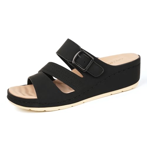 Ortho+rest Orthopädische Komfort-Sandalen Damen mit Fußgewölbestütze Slides(Black,36) von Ortho+rest
