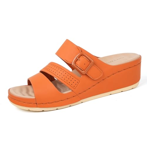 Ortho+rest Orthopädische Komfort-Sandalen Damen mit Fußgewölbestütze Slides(Brown,38.5) von Ortho+rest