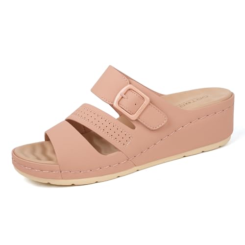 Ortho+rest Orthopädische Komfort-Sandalen Damen mit Fußgewölbestütze Slides(Pink,38.5) von Ortho+rest