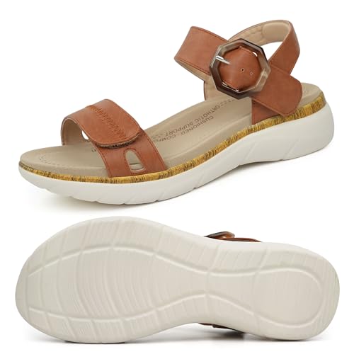 Ortho+rest Orthopädische Sandalen Damen mit Fußgewölbestützung Bequeme Wander-Sandalen(Brown,39) von Ortho+rest