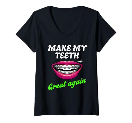 Damen Lustiges Zahnspangen-Design für Zahnpfleger T-Shirt mit V-Ausschnitt von Ortho Dental Assistant Dentist Designs And Gifts