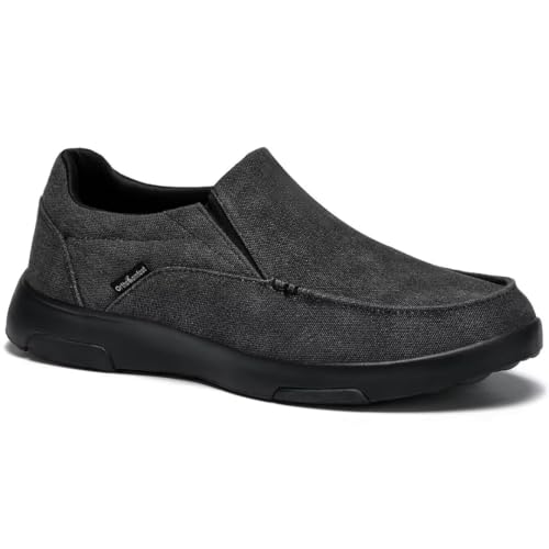 Männer Arch Support Slip-On Loafers Walking Schuhe: Unterstützende Bequeme Casual Easy Slip On und Off Schuhe Slip-On, High Arch Bungee Spitze Indoor Hanging Out Kleid Boot Schuhe Schwarz Größe 42 von OrthoComfoot