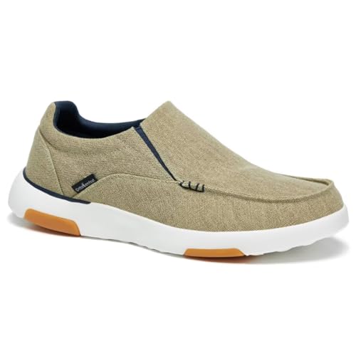 Männer Arch Support Slip-On Loafers Walking Schuhe: Unterstützende Bequeme Casual Easy Slip On und Off Waschbare Slip-On, High Arch Bungee Spitze Arbeitssport Camping Kleid Boot Schuhe Khaki Größe 46 von OrthoComfoot