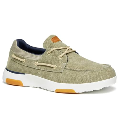 Männer Arch Support Slip-On Loafers Walking Schuhe: Unterstützende Komfort Kissen Slip-On Schuhe, High Arch Outdoor Indoor Casual Work Tennis Reise Stehende Running Mode Sneaker Khaki Größe 45 von OrthoComfoot