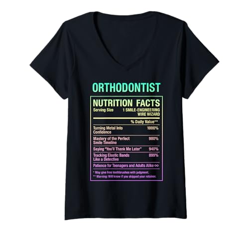 Damen Kieferorthopäde Fatcs T-Shirt mit V-Ausschnitt Damen Kieferorthopäde Fatcs T-Shirt mit V-Ausschnitt von Orthodontist Humor Gifts Tees