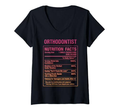 Damen Kieferorthopäde Fatcs T-Shirt mit V-Ausschnitt Damen Kieferorthopäde Fatcs T-Shirt mit V-Ausschnitt von Orthodontist Humor Gifts Tees