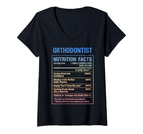 Damen Kieferorthopäde Fatcs T-Shirt mit V-Ausschnitt Damen Kieferorthopäde Fatcs T-Shirt mit V-Ausschnitt von Orthodontist Humor Gifts Tees