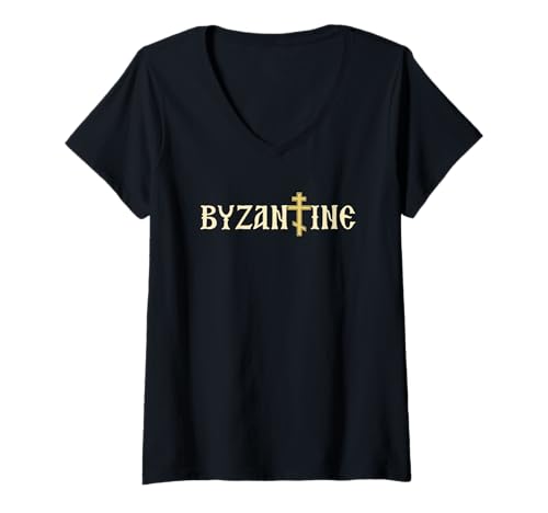 Damen Byzantinisches oströmisches Byzanz T-Shirt mit V-Ausschnitt Damen Byzantinisches oströmisches Byzanz T-Shirt mit V-Ausschnitt von Orthodox Eastern Christianity