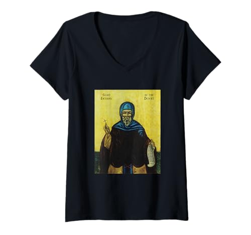 Damen St. Antonius der Große der Wüste Ägypten Orthodoxie T-Shirt mit V-Ausschnitt Damen St. Antonius der Große der Wüste Ägypten Orthodoxie T-Shirt mit V-Ausschnitt von Orthodox Eastern Christianity