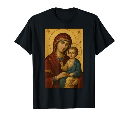 Orthodoxe Theotokos Ikone - Maria mit Jesus Christus Kind T-Shirt von Orthodoxe Icon Geschenke & Co.