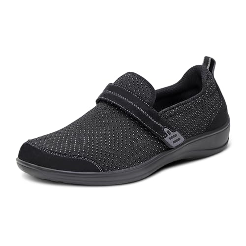 Orthofeet Damen Casual Orthopädische Slip-ons mit Fußgewölbeunterstützung Quincy, Schwarz, 41 EU von Orthofeet