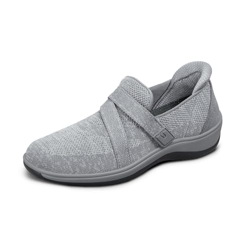 Orthofeet Damen orthopädischer Casual Style mit gewebtem Obermaterial in Grau Amalya Casual Sneaker, Größe 38 von Orthofeet