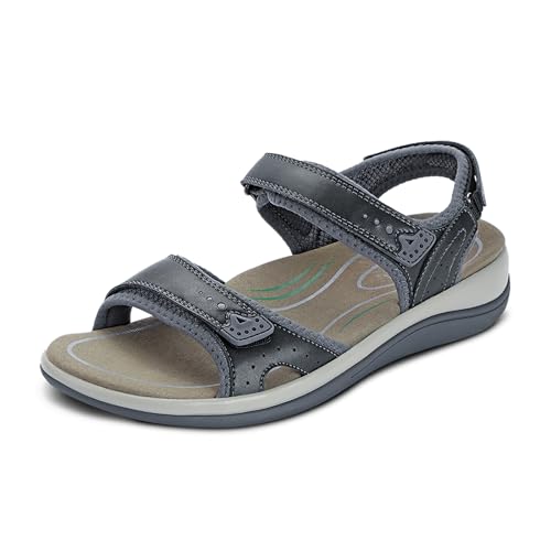 Orthofeet Damen orthopädischer Sandalen Style mit flexiblen Obermaterial in Schwarz Malibu Sandale, Größe 40.5 von Orthofeet