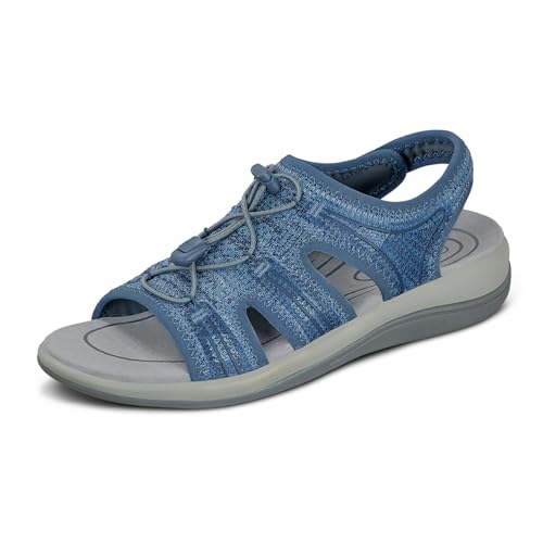 Orthofeet Damen orthopädischer Sandalen Style mit gewebtem Obermaterial in Blau Maui Sandale, Größe 41 von Orthofeet