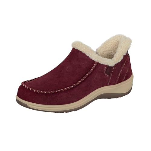Orthofeet Hands-Free Orthopädischer Damen Slip-in Hausschuh Nubuk Bordeaux Lorin, Größe 41.5 Weit von Orthofeet