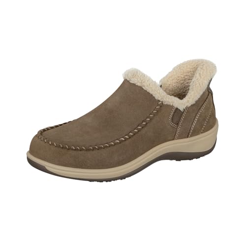 Orthofeet Hands-Free Orthopädischer Damen Slip-in Hausschuh Nubuk Braun Lorin, Größe 40.5 Weit von Orthofeet