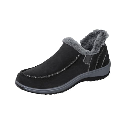 Orthofeet Hands-Free Orthopädischer Damen Slip-in Hausschuh Nubuk Schwarz Lorin,Größe 40.5 von Orthofeet