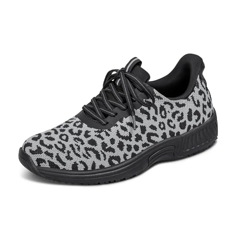 Orthofeet Hands-Free Orthopädischer Damen Slip-in Sneaker Schneeleopard Kita, Größe 39 von Orthofeet
