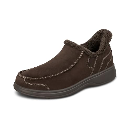 Orthofeet Hands-Free Orthopädischer Herren Slip-in Hausschuh Nubuk Schokolade Vito, Größe 40.5 Weit von Orthofeet