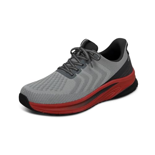 Orthofeet Hands-Free Orthopädischer Herren Slip-in Sneaker Grau/Rot Tilos, Größe 40 von Orthofeet