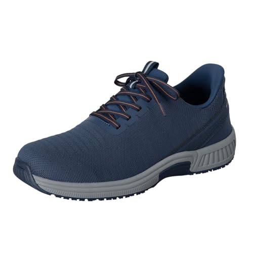 Orthofeet Hands-Free Orthopädischer Herren Slip-in Sneaker Marine/Orange Yari, Größe 47 von Orthofeet