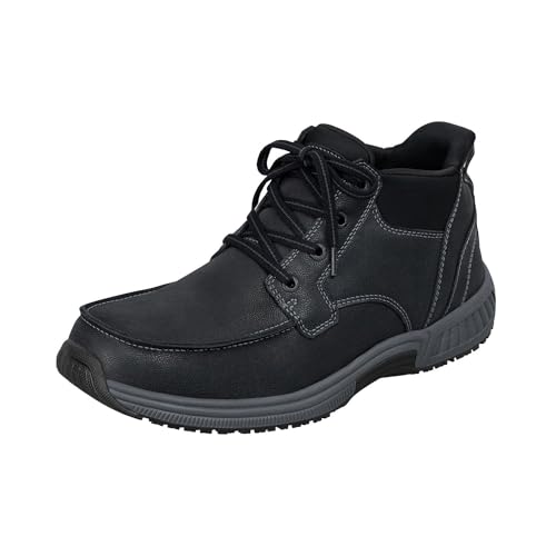 Orthofeet Herren orthopädischer Boot-Style mit Leder-Obermaterial in Schwarz Verno Hands-Free Boot, Größe 43 Weit von Orthofeet