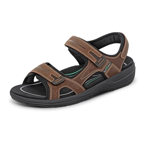 Orthofeet Herren orthopädischer Sandalen Style mit flexiblen Obermaterial in Braun Gemini Sandale, Größe 44 von Orthofeet