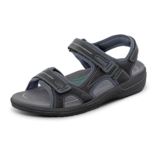 Orthofeet Herren orthopädischer Sandalen Style mit flexiblen Obermaterial in Schwarz Gemini Sandale, Größe 41 von Orthofeet