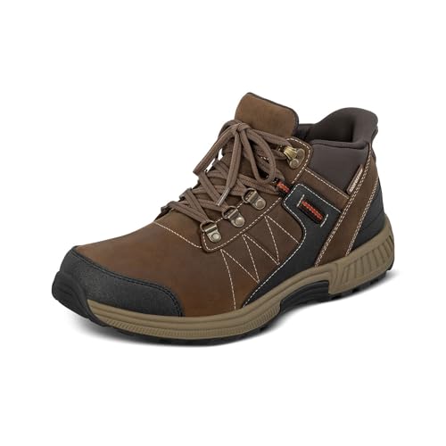 Orthofeet Men's Orthopedic Brown Leather Dalton Slip On Boots, Size 43.5 von Orthofeet