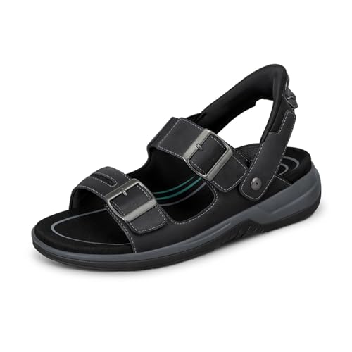 Orthofeet Men's Orthopedic Jupiter Hands-Free Slip-On Sandals - Black, Size 45 von Orthofeet